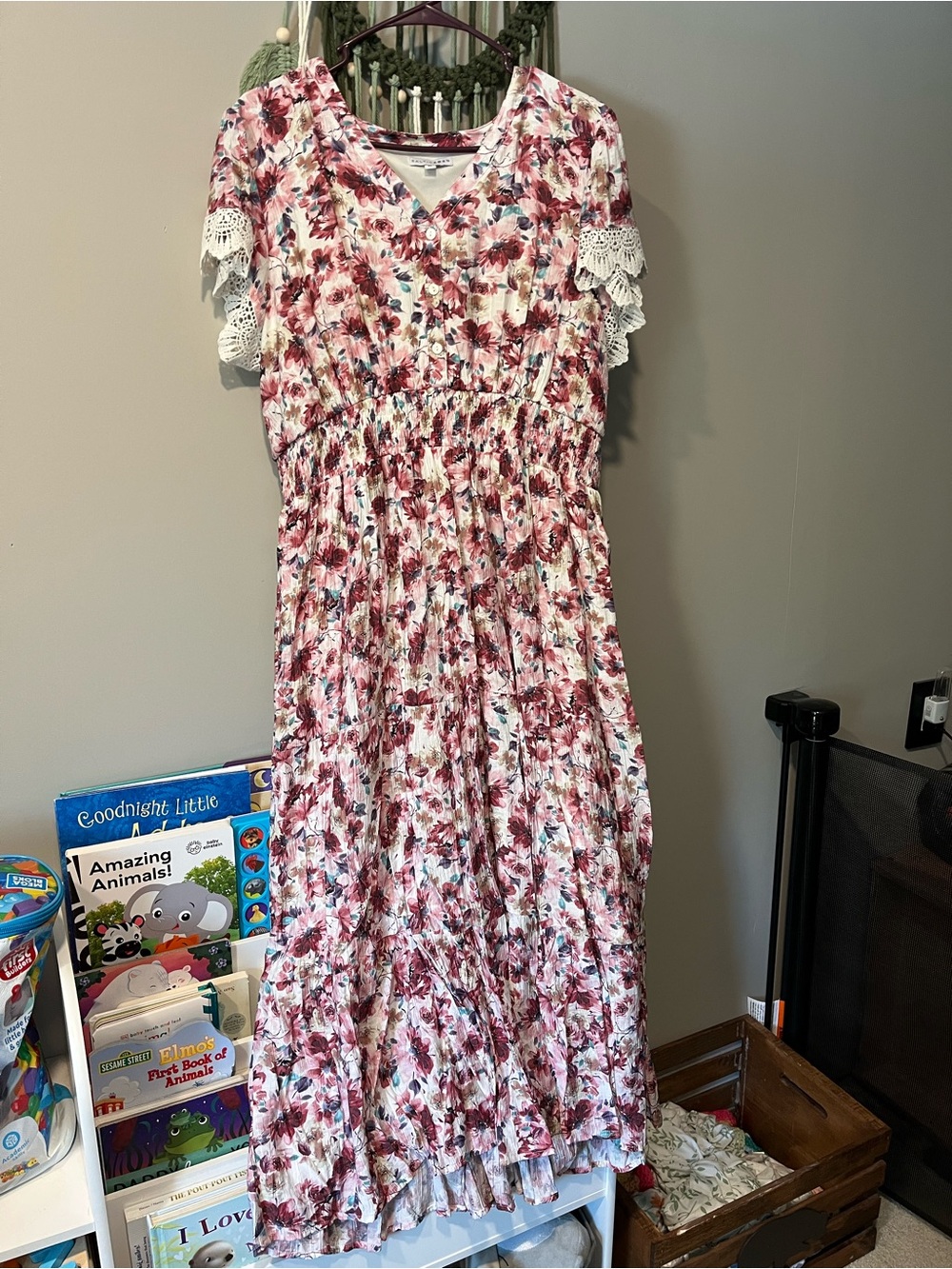 Baltic Born Maxi Dress with Pink Floral Print with pockets